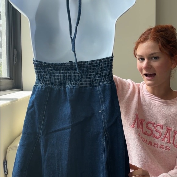 Denim Halter Mini Dress - Picture 4 of 10